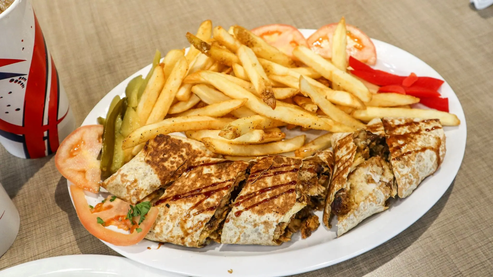Chicken Shawarma Platter with seasoned rice and tabbouleh at Donair & Shawarma House West Edmonton