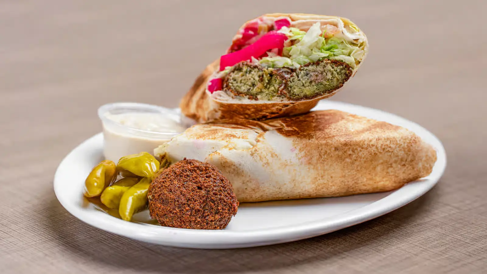 Fresh Falafel Platter with hummus and pita bread West Edmonton
