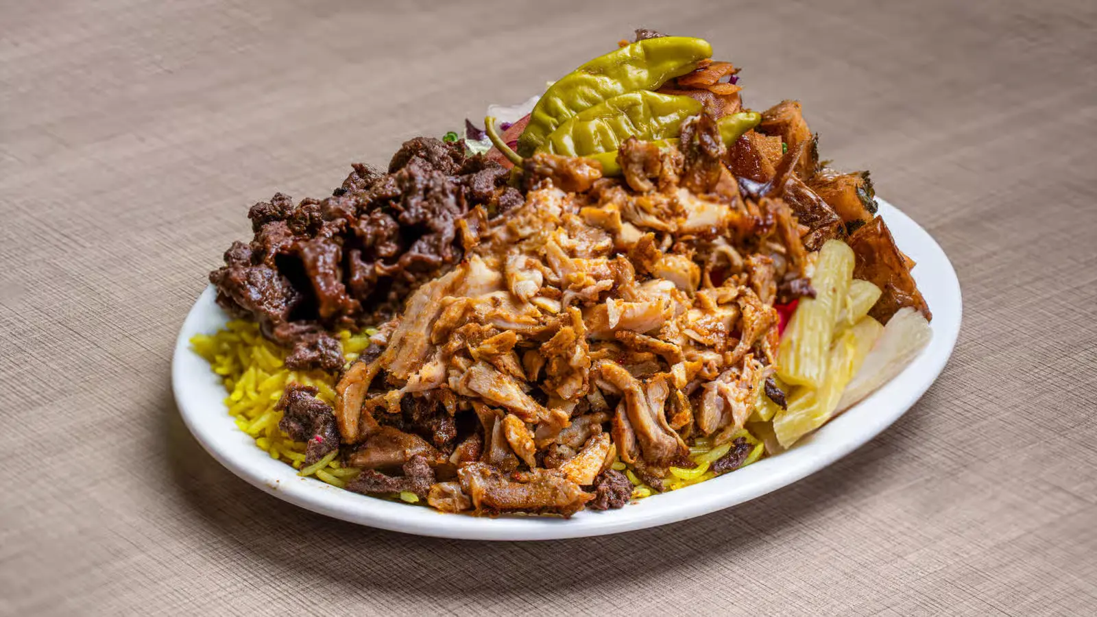 Mixed Shawarma Platter with chicken and beef at Donair & Shawarma House West Edmonton
